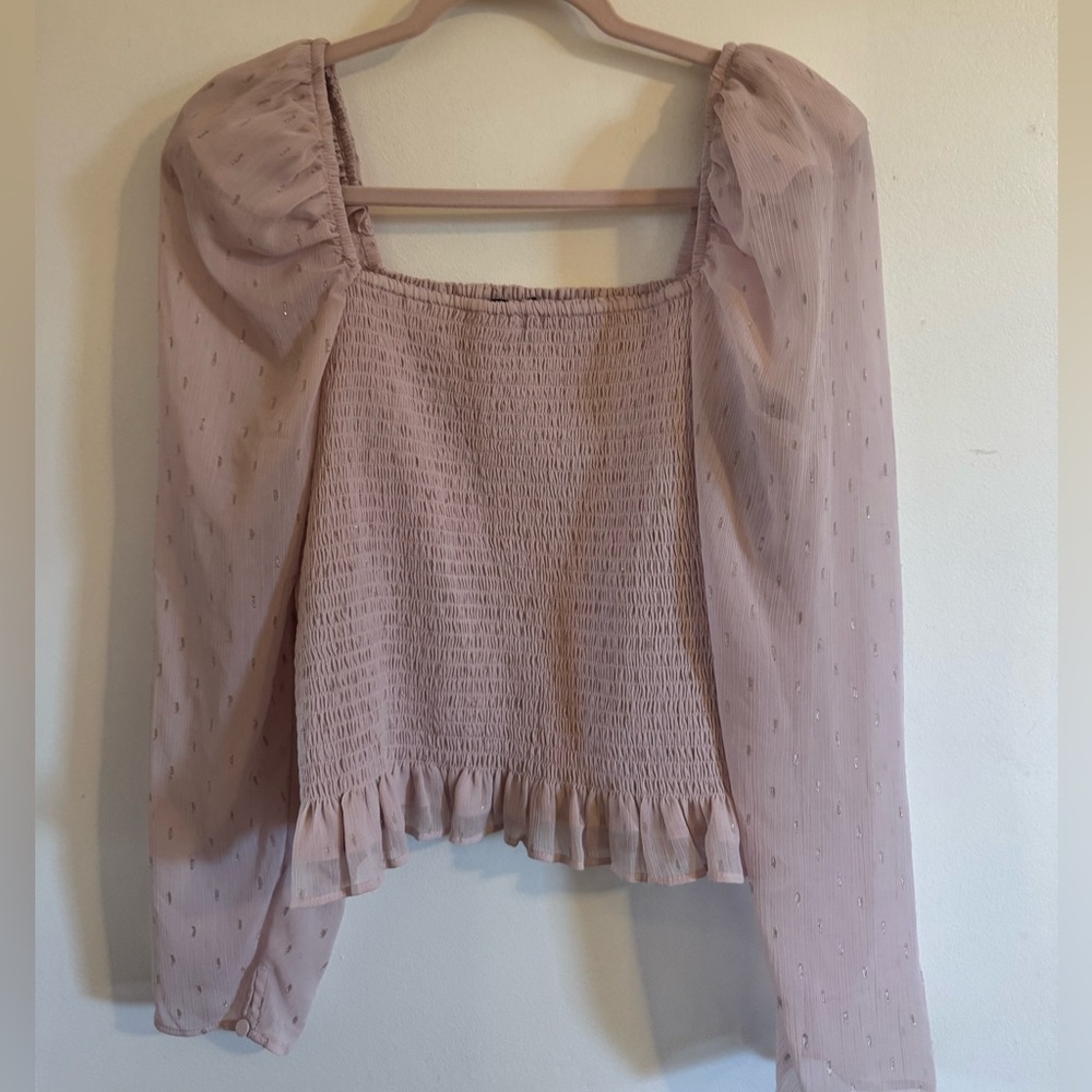 Express Light Pink Smocked Blouse